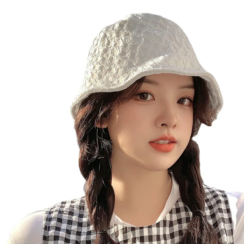 

INS Bucket Hat Female Fisherman Hat Retro Pleated Sun Hats For Women Outdoor Sunscreen Raw Materials Fashion Travel Hat Gorros