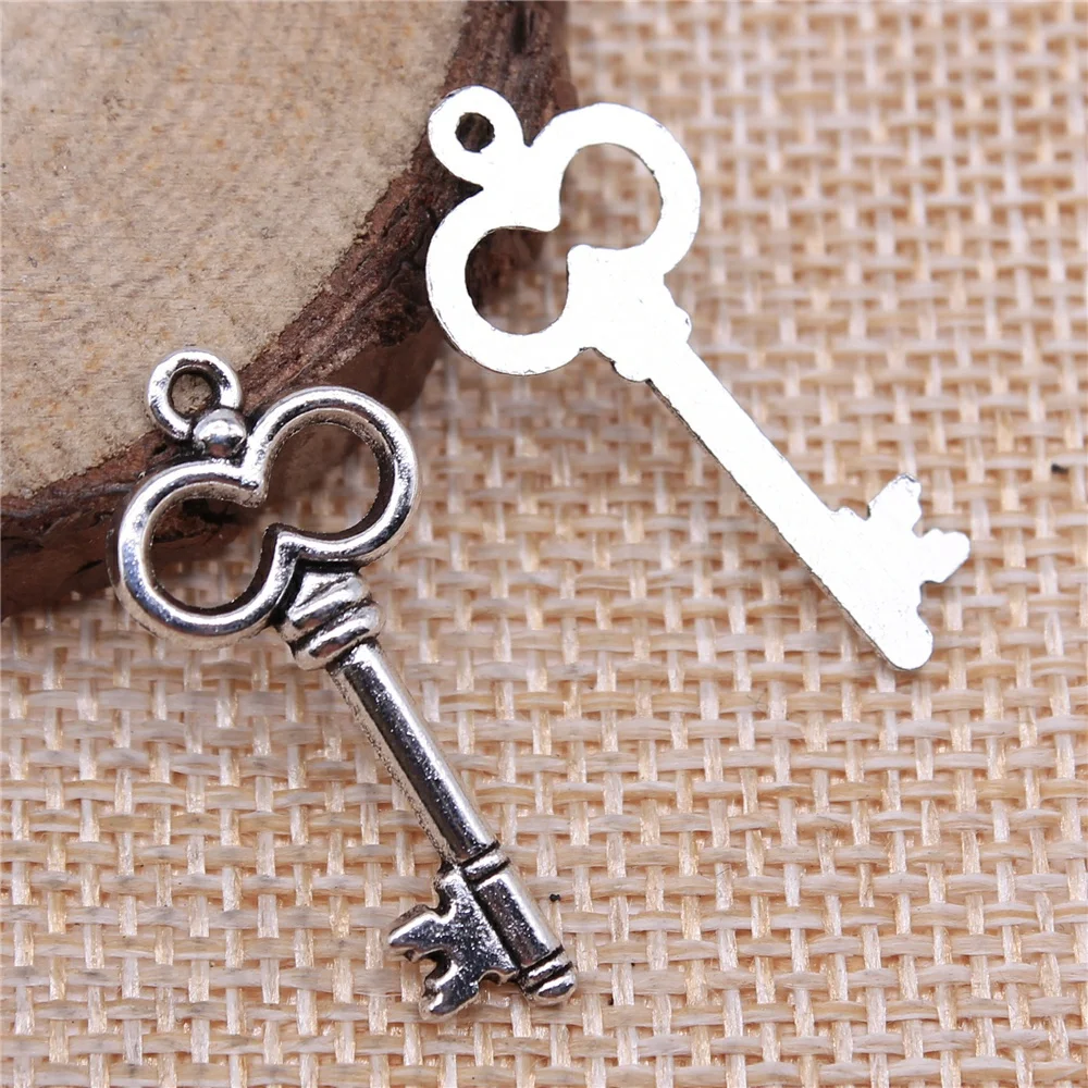 

free shipping 65pcs 28x13mm antique silver key charms diy retro jewelry fit Earring keychain hair card pendant accessories