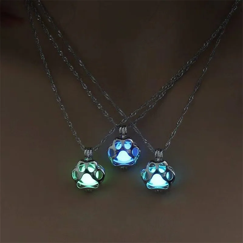 Милое светящееся ожерелье с подвеской в виде собачьей лапы темноте для мужчин