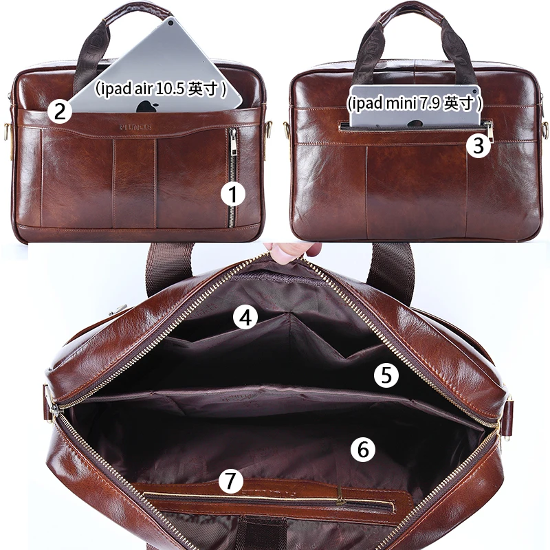 Мужской портфель из натуральной воловьей кожи с плечевым ремнём | Багаж и сумки