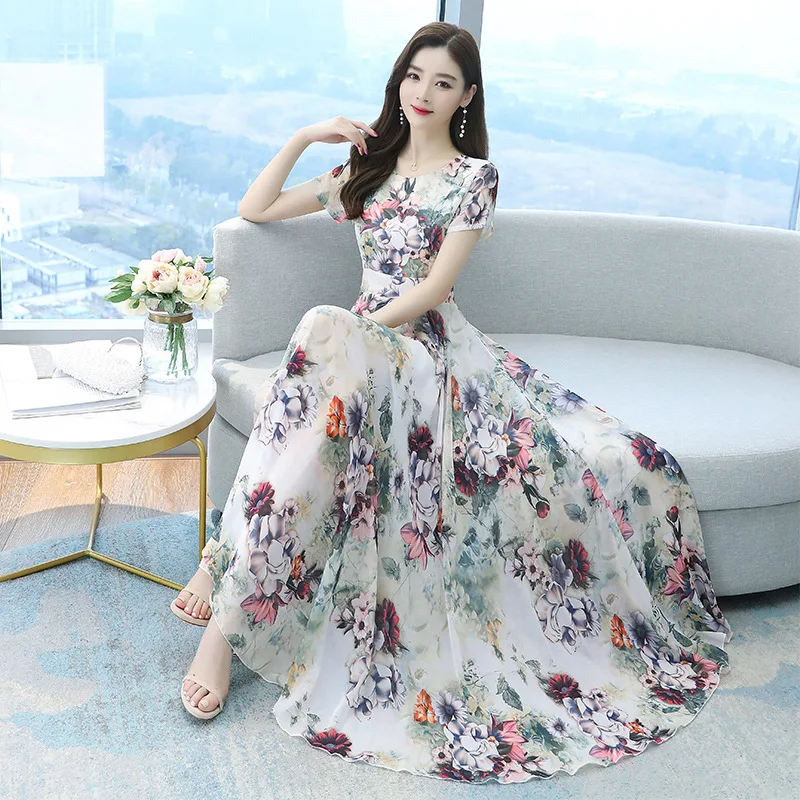 

2021 new Korean version plus size women's dress, spring chiffon dress,