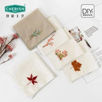 embroidery kit handkerchief diy flower handwork needlework for beginner cross stitch kit with painting embroidery hoop