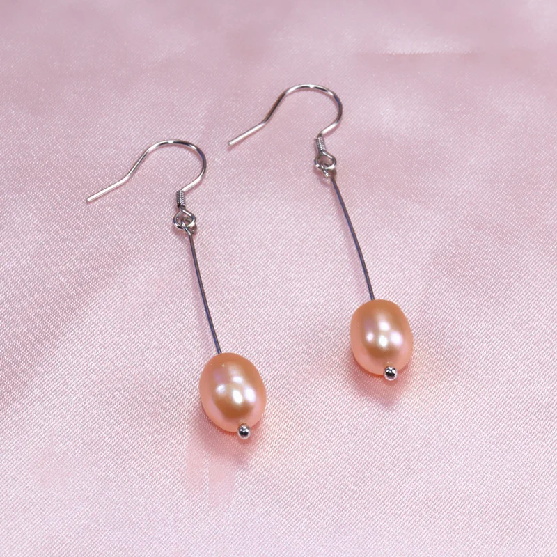 Серьги из настоящего серебра S925 пробы, модные ювелирные изделия, серьги с натуральным жемчугом, длинные серьги с кисточками для женщин - Окраска металла: D1  pink
