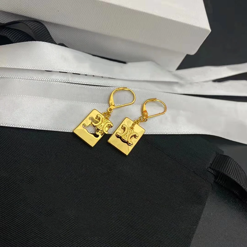 

Art fashion hollow squares S925 sterling silver earrings original brand high quality jewelry logo exquisite female gift