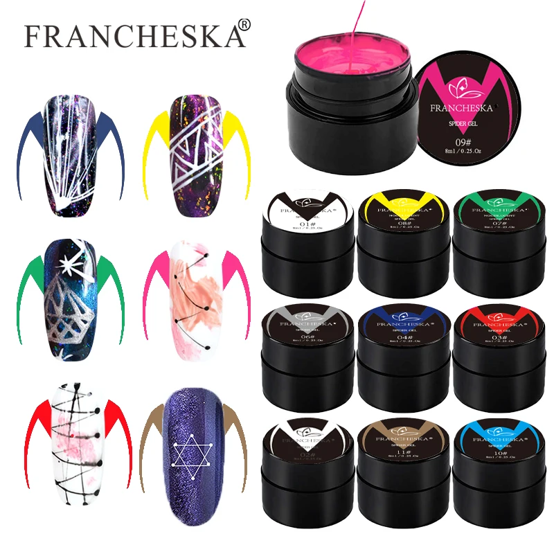 

FRANCHESKA Spider Gel Drawing Gel Varnish Point Line Soak Off Nail Art Gel Varnish Nail Web Painting Gel Polish Base Primer TSLM