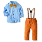 4 шт., комплект одежды для мальчиков, рубашка в полоску и брюки