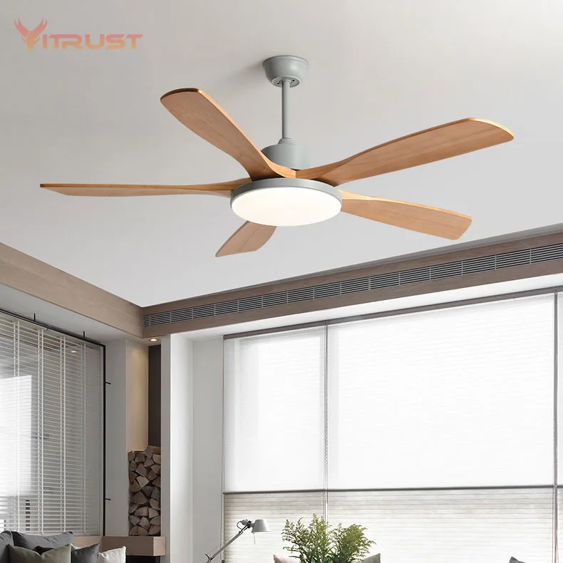 

Strong Wind Ceiling Fan with Bright LED Light Fashion Wooden Ceiling Fan for Indoor Outdoor