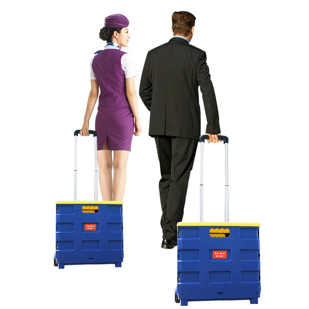 

Rolling Utility Cart Portable Folding Cart Tools Carrier with Telescopic Handle Heavy Duty Shopping Dolly Swivel Wheels