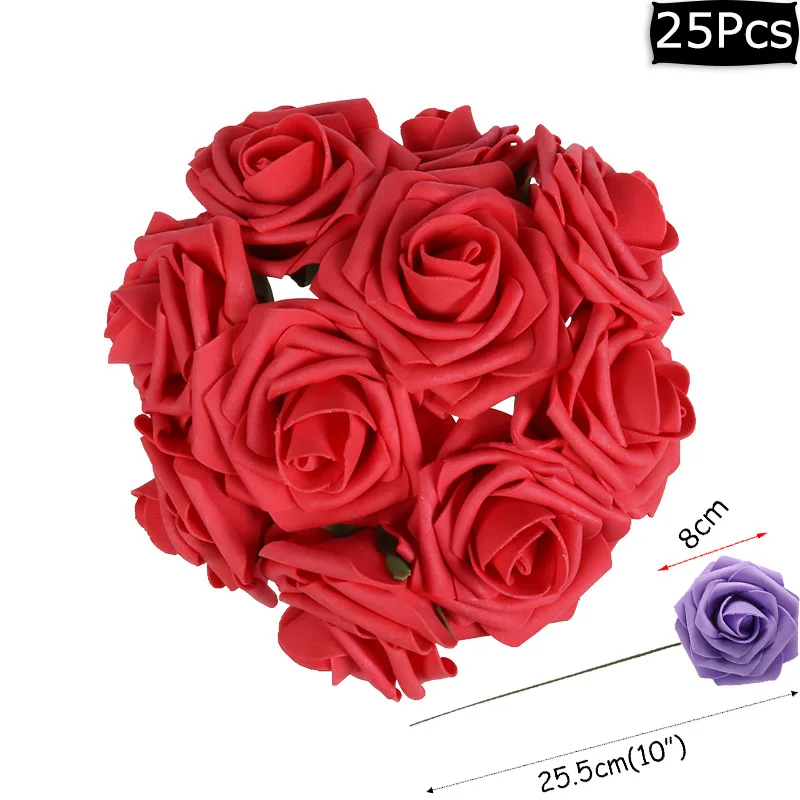 25pcs red flower 16 дюймов золотистые воздушные шары из фольги с надписью «Любовь» в форме сердца/воздушные шары висит розовой мишкой подарок для Обручение Свадебные украшения День Святого Валентина Декор - Цвет: 25pcs red flower