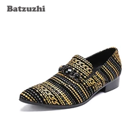 batzuzhi men shoes italian type designer men dress shoes flats golden leather business shoes men for party and wedding 38 46