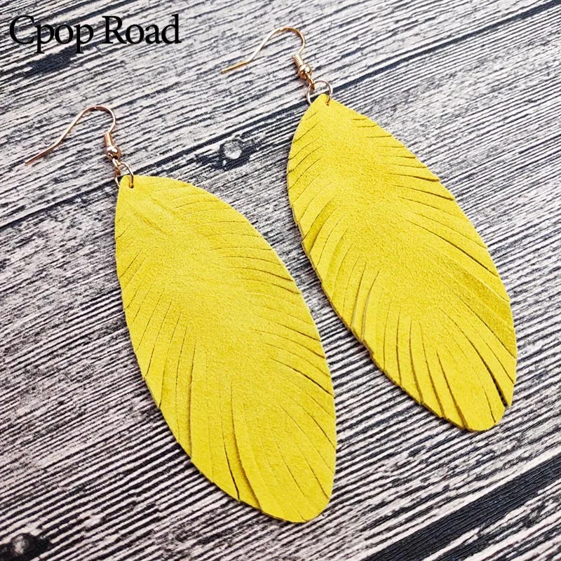 Женские серьги из натуральной козы Cpop элегантные однотонные с кисточками и