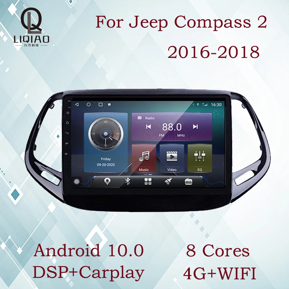 

LIQIAO 2.5D IPS 2Din Car Radio For JEEP Compass 2 2016 2017 2018 Android10.0 Octa-Core Carplay Wireless TV Navigation GPS OBD BT