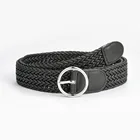 Конфеты Цвет женские ремень с круглой пряжкой из Ткани в стиле ретро декоративные из джинсовой ткани плетеный пояс Дамская мода дизайнер поясной ремень