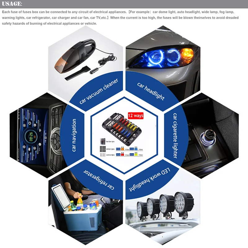 Блок предохранителей для автомобиля лодки с блоком 6 способами 12 В 24 В|Перемычки| |