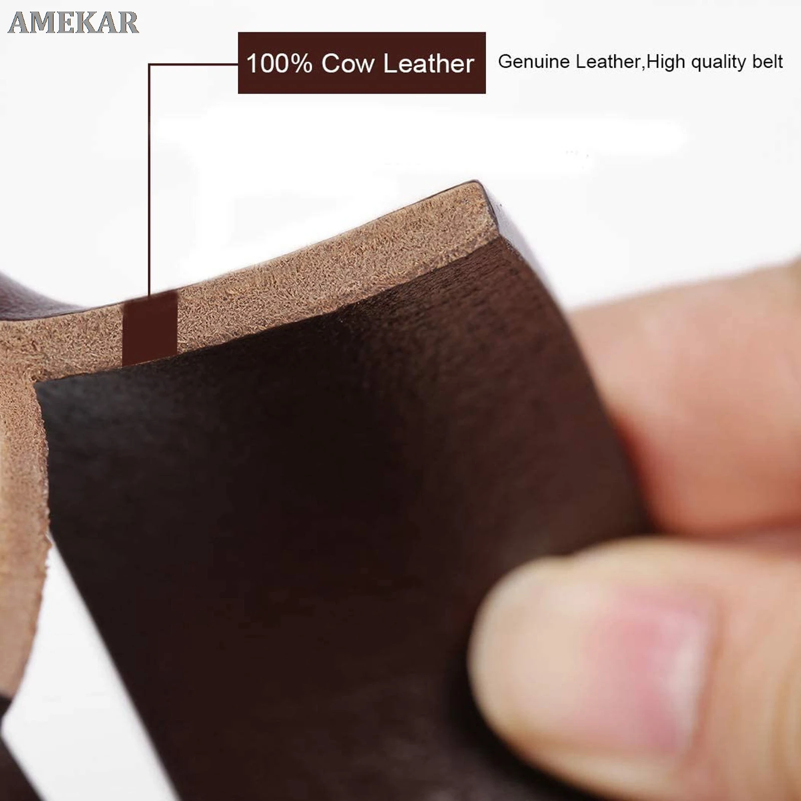 

Cowhide Pin Buckle Belt Men's Single Layer Leather Perforated Belt Waistband Brown Buckle Jeans Belt Business Leather Belt #Y