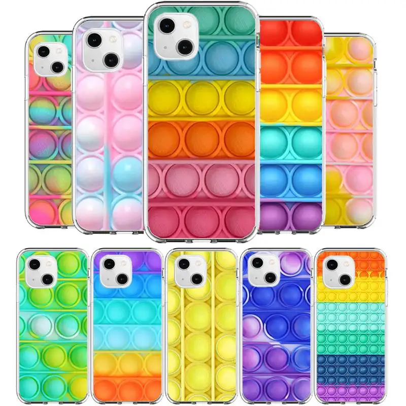 

Bubble Fidget Reliver Antistress Phone Case for iphone 11 12 13 pro max 6s 7 8plus xr xs mini funds clear cover founds