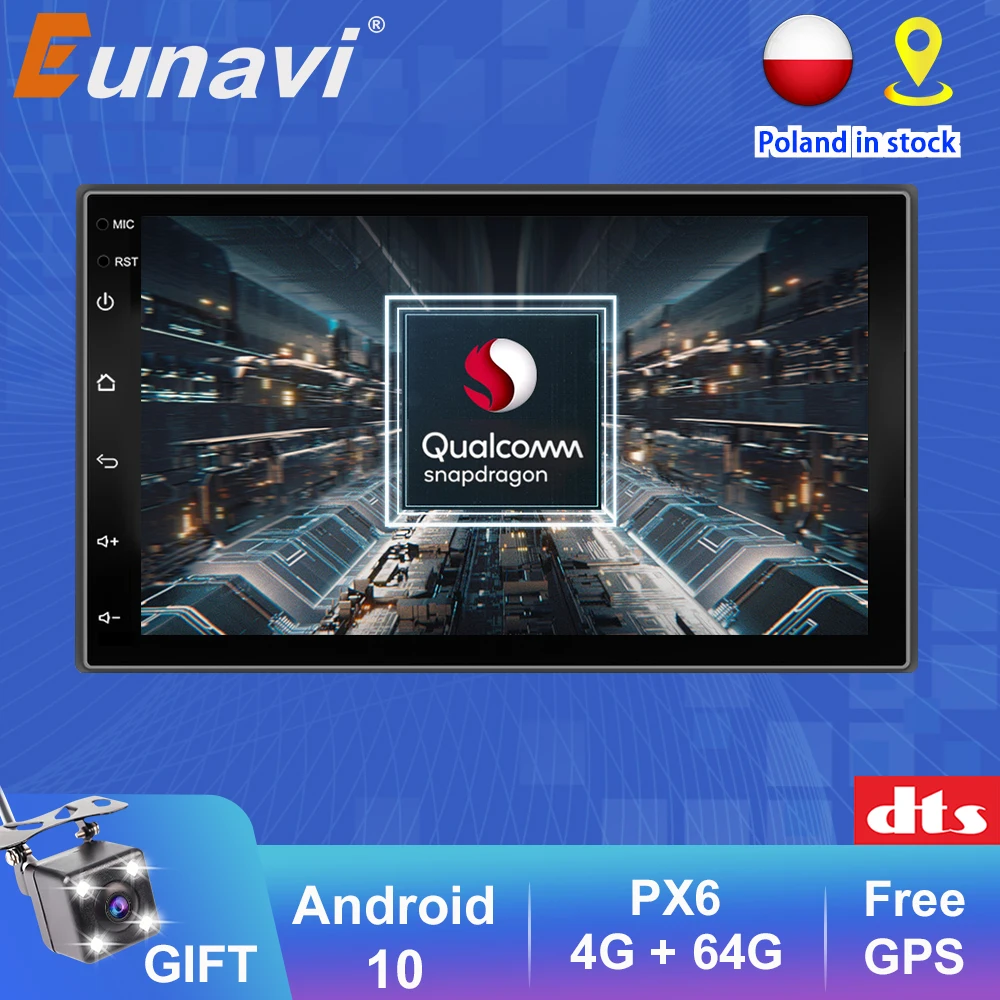 

Eunavi 2 Din Car Radio Player Auto GPS navigation Universal 7 inch Screen Stereo GPS Navigation Bluetooth WIFI Carplay Android