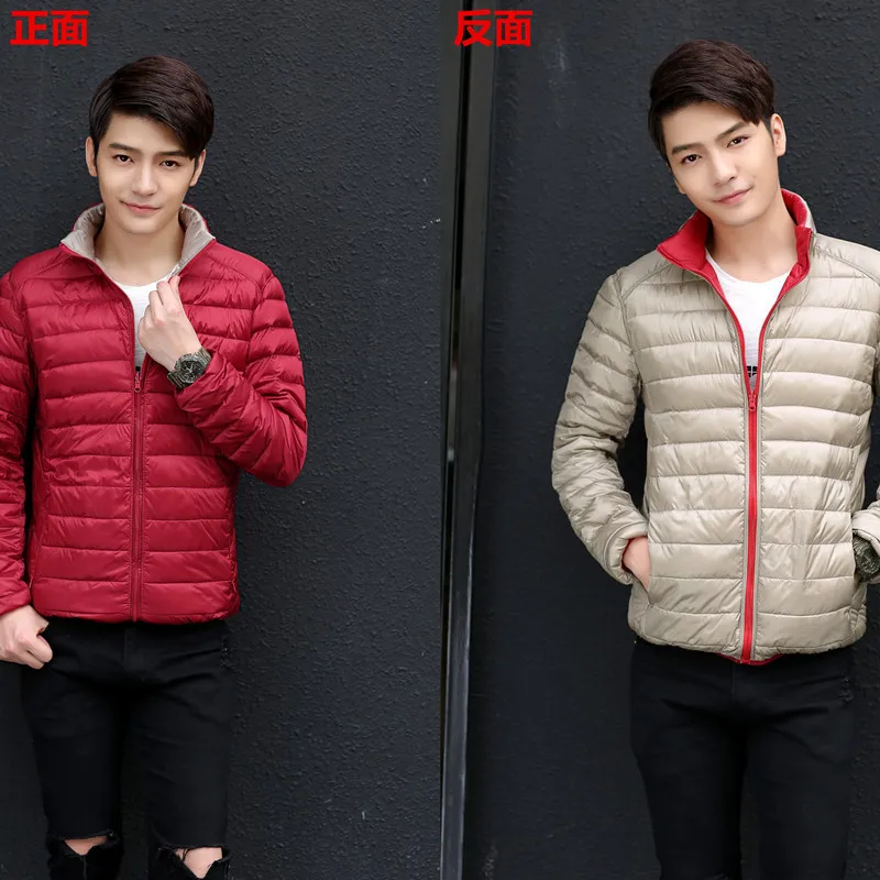 Новая светильник куртка на утином пуху Мужская зимняя двухсторонняя парка с