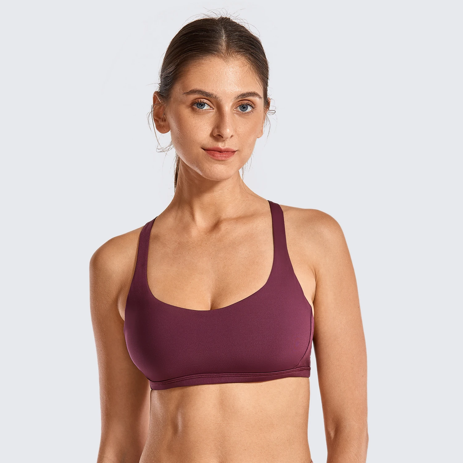 Dark Violet04 SYROKAN женские Съемные колодки Йога Топ крест ремешками сзади спортивный бюстгальтер - Цвет: Dark Violet04