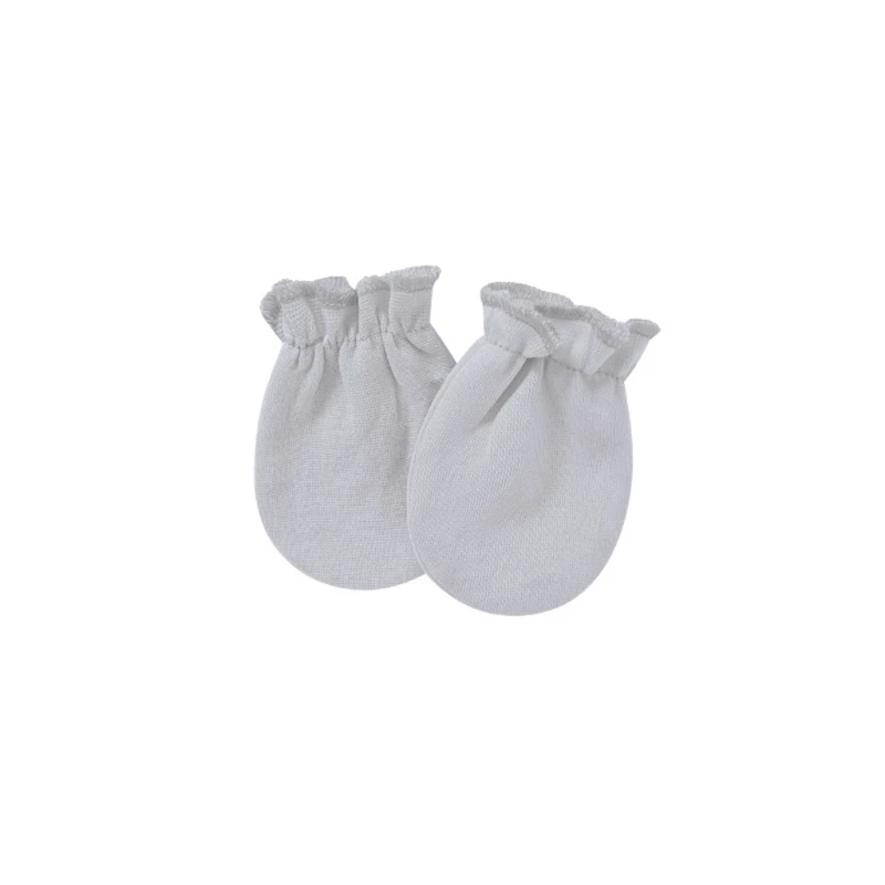 1Pair Baby Anti-scratch Soft Cotton Gloves Newborn Solid Color Handguard Mittens U50F