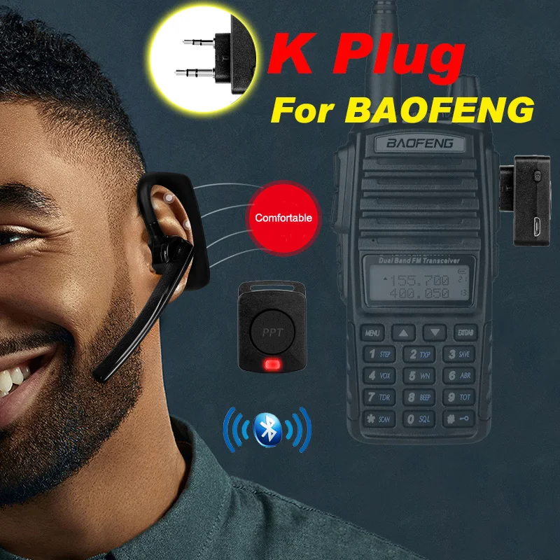 Беспроводная Bluetooth гарнитура Baofeng двухсторонняя рация беспроводные наушники