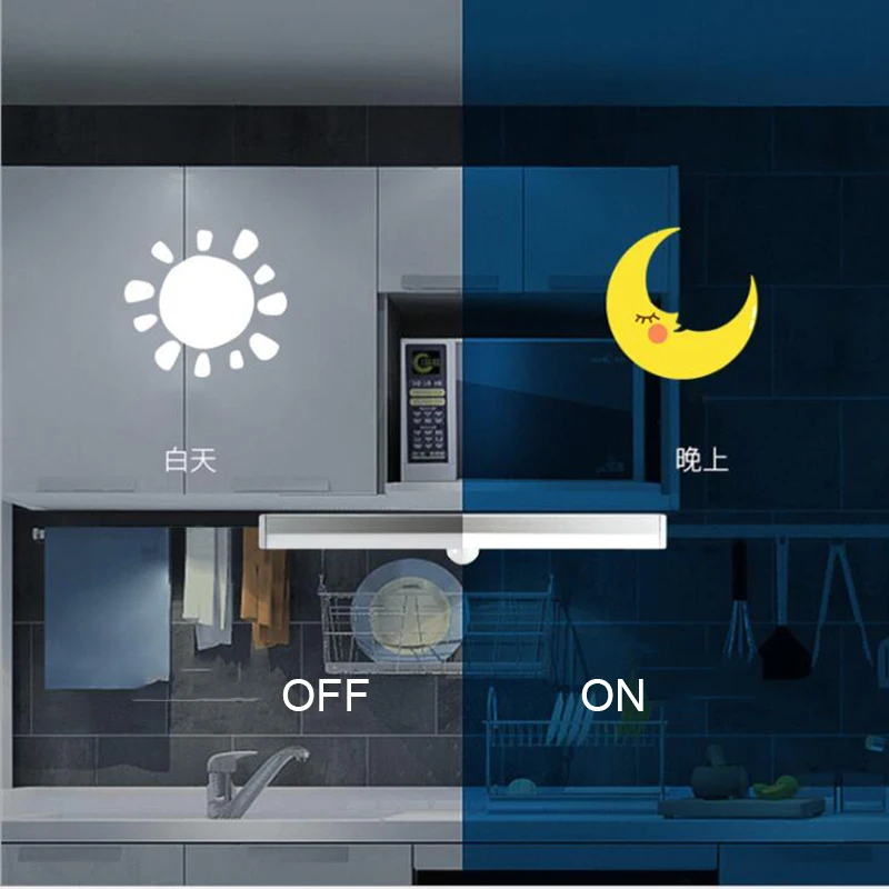 recharge motion sensor night lights with switch 2pcs magnet auto night lamp led under cabinet kitchen light for wardrobe closet free global shipping