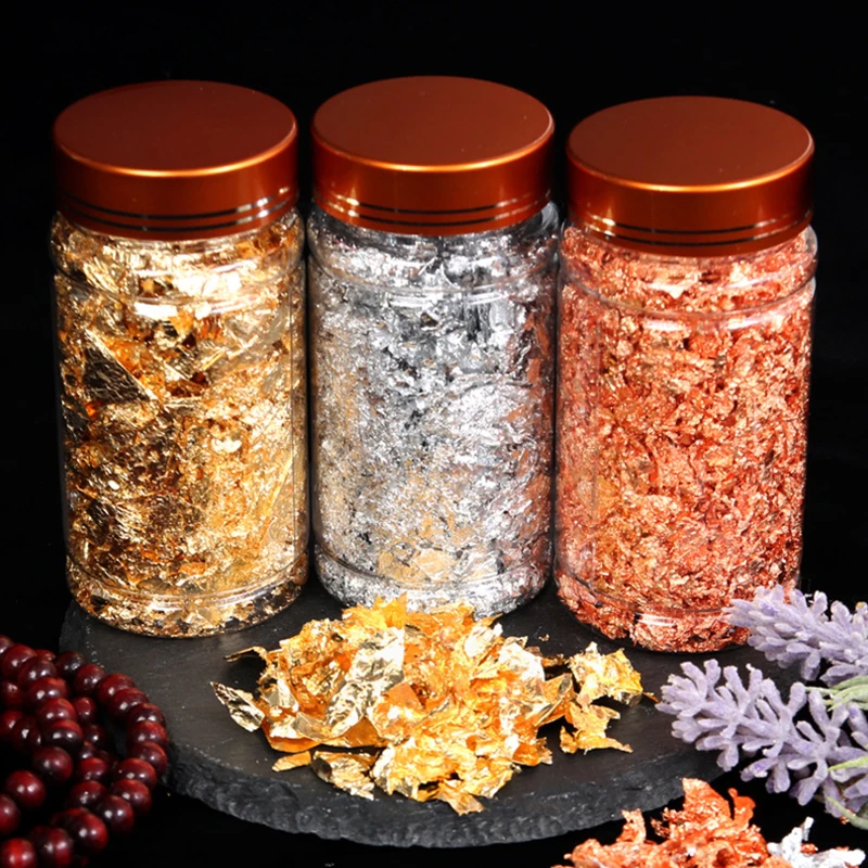 

3g Imitation Gold Sliver Copper Foil Sequins Glitters Craft Leaf Flake Sheets Bulk Foil Paper For Gilding DIY Nail Art Decor H09