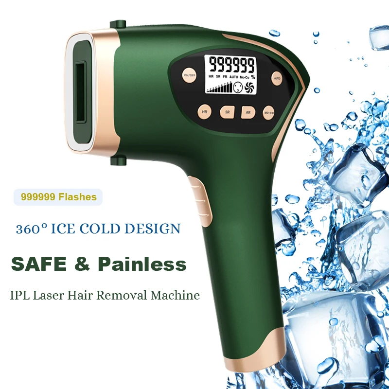 

IPL Laser Epilator Ice Cool Hair Removal Machine Permanent Painless Laser Hair Removal 999,999 Flashes Bikini Face IPL Depilador