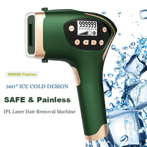 IPL лазерный эпилятор, аппарат для удаления волос с холодным охлаждением, перманентное безболезненное лазерное удаление волос, 999999 вспышек, ...
