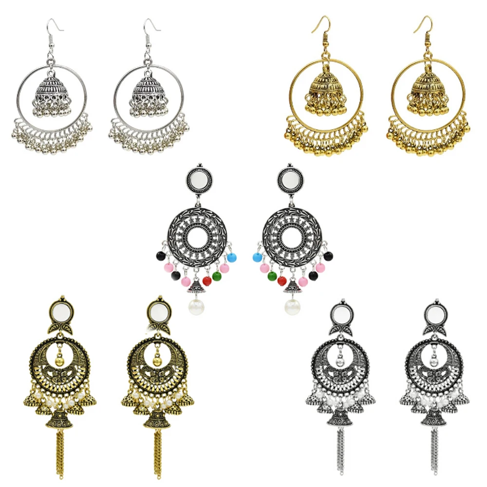 Афганские индийские цветные кисточки Jhumka массивные полимерные серьги-подвески с