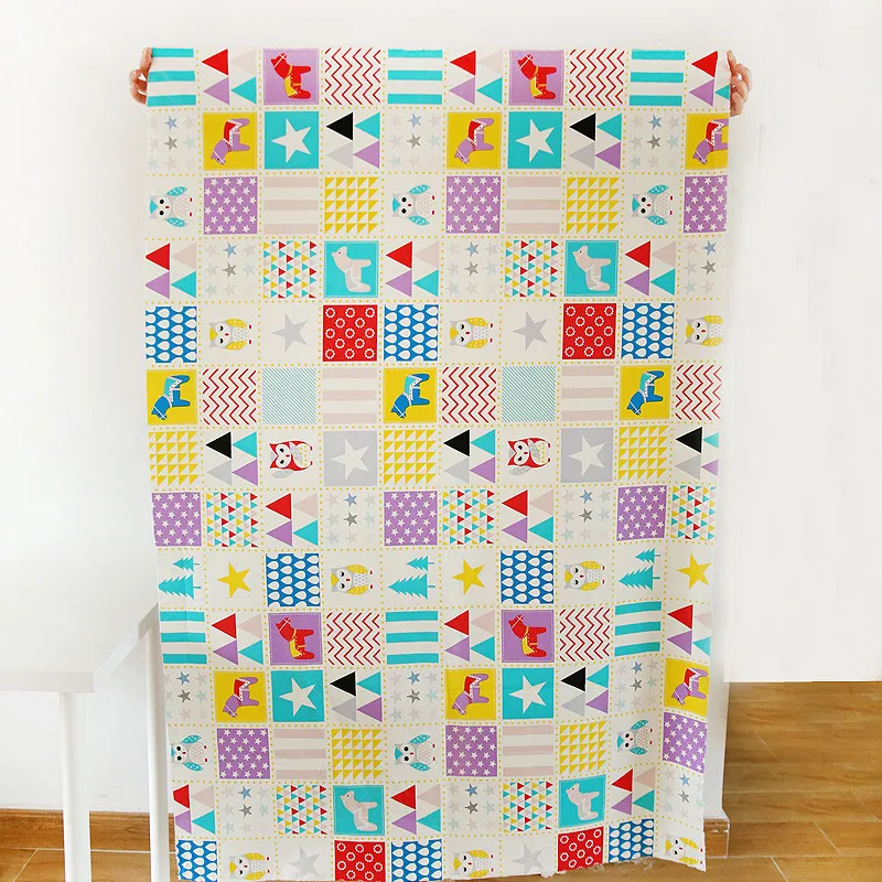 

150cm Breadth INS Nordic children's owl geometric canvas tablecloth pillow fabric