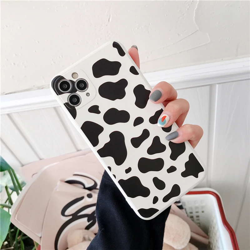 

Lovebay Liquid Silicone Cow Texture Case For iPhone 12 Pro Max 11 Pro Max XS Max XR X 7 8 Plus SE 2020 Straight Edge Soft Cover