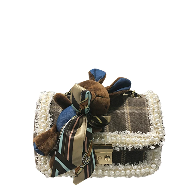 Жемчужные шерстяные квадратные сумки для женщин 2019 новая весенняя женская сумка