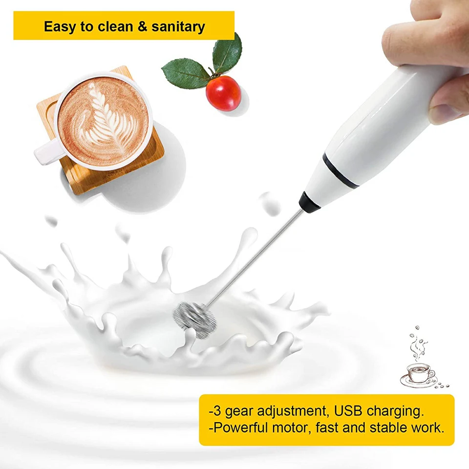 

Electric Mixer 3-Speed Milk Frother Hand Blender / Stirrer Chargeable Eggbeater Mini Foamer Whisk for Cappuccino / Hot Chocolate