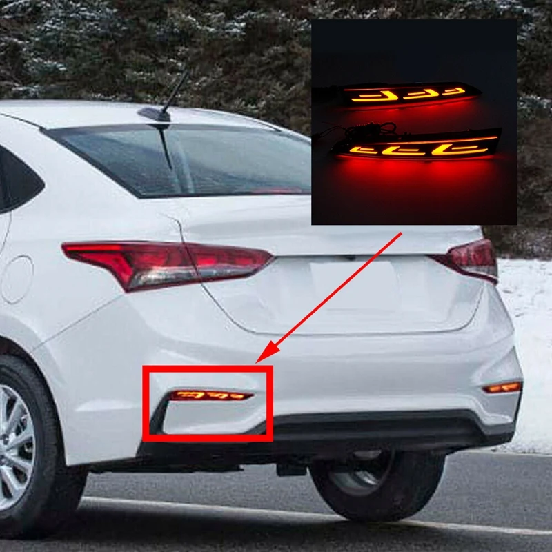 Для Hyundai Accent 2017-2019 светодиодный задний бампер отражатель стоп светильник