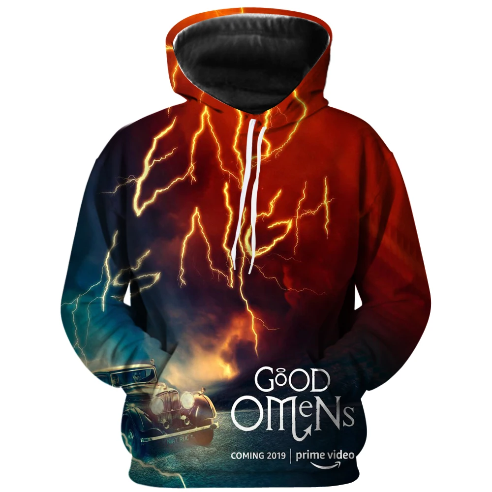 Новое поступление мужские толстовки Good Omens Crowley и Azirafale модный Повседневный