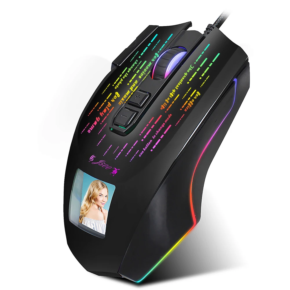 

Portable USB Wired Gaming Mouses Gamer with Display Screen Six Adjustable DPI RGB Gaming Mouse for Desktop