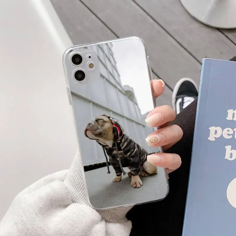 

Fashion Bulldog Phone Case For Iphone11 12 Pro Max SE 2020 6s 7 8 Plus X Xs Max Xr Transparent Soft Silicone Cover