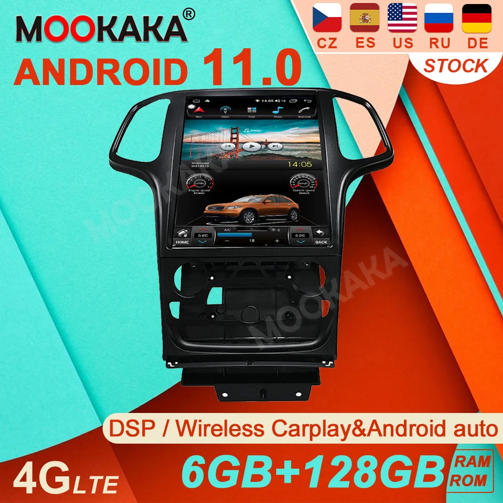 Android 11 6 + 128G Tesla для Jeep Grand Cheroke автомобильное радио DVD плеер мультимедийный PX6 GPS