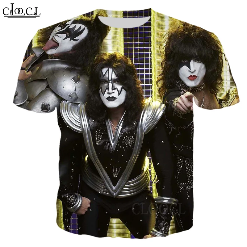 

HX Rock Singer KISS Band 3D Print Men Women Fashion T-shirts Harajuku Clothes Tops Oversized Tee Shirts Tops Drop Shipping