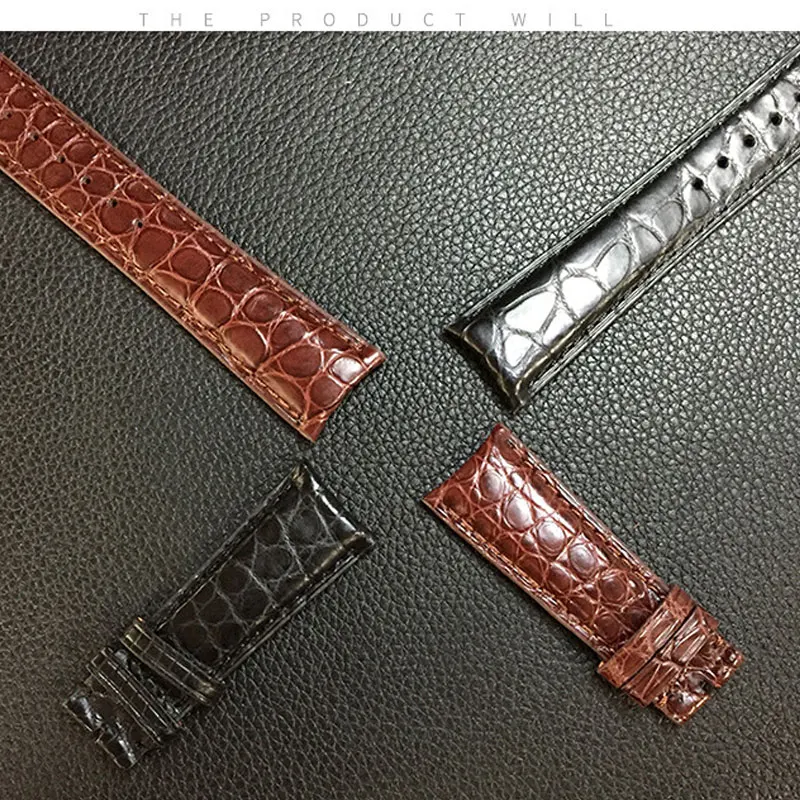 

New Handmade Crocodile Skin Watchbands 20MM 22MM Genuine Leather Belt Custom PORTOFINO Watch Band Men Luxury Alligator Strap 19