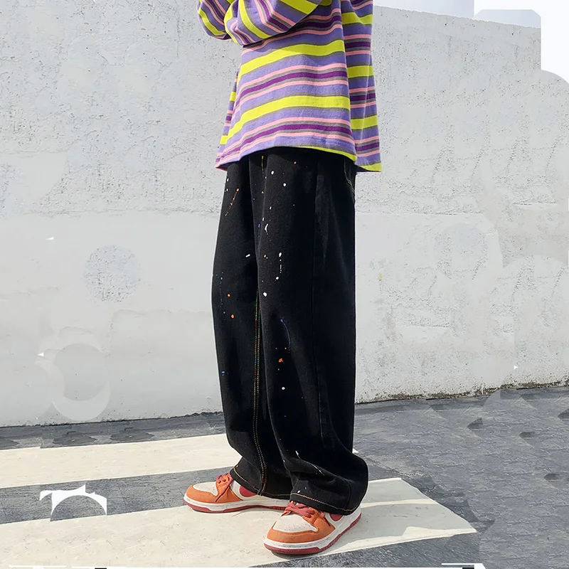 

Мужские бриджи, новая уличная одежда, прямые джинсовые брюки, мужские повседневные брюки, парные мешковатые джинсы, джинсовые брюки, черные ...