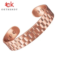 oktrendy magnetic copper bangle bracelet for men bio energy big cuff open male unisex wrist pain relief jewelry
