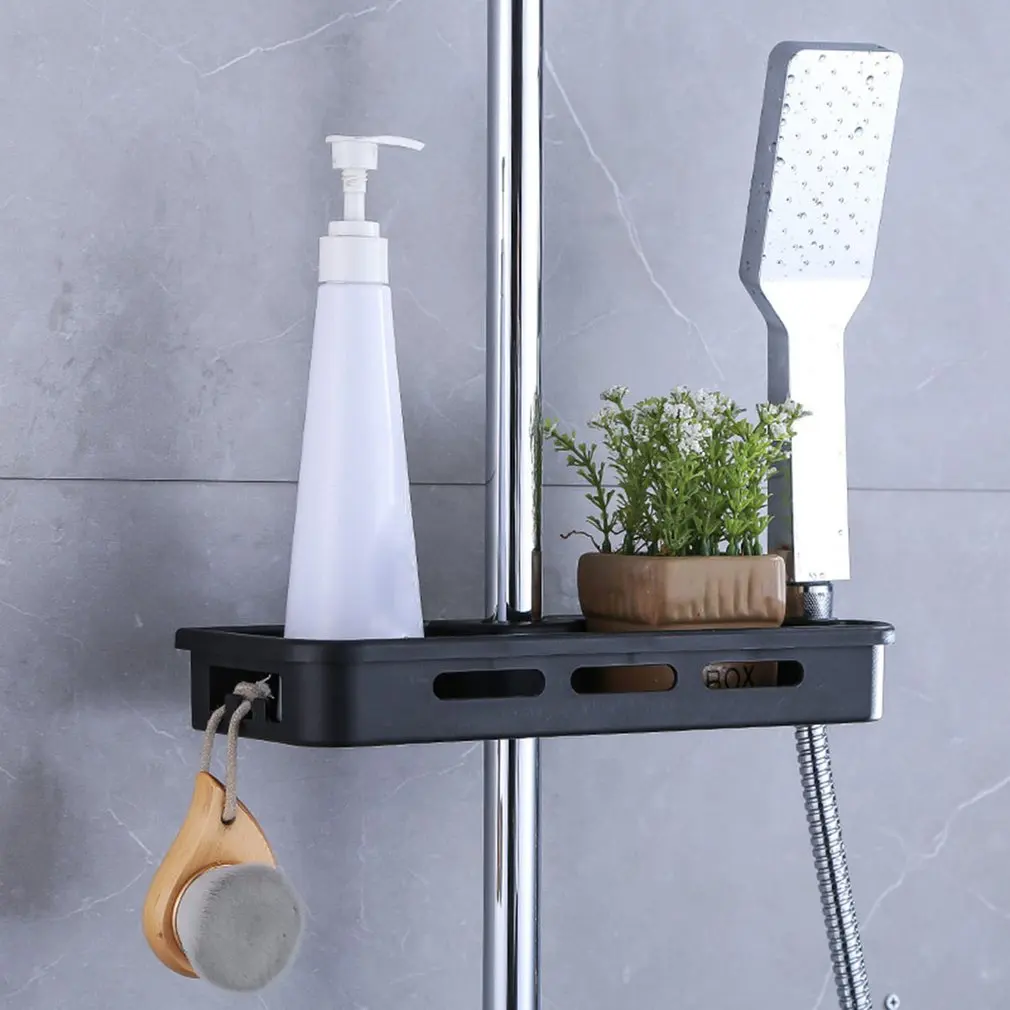 

Shower Storage Rack Square Rack Bathroom Pole Shelves Holder Detachable Tray Rack Organizer For Bathroom Storage
