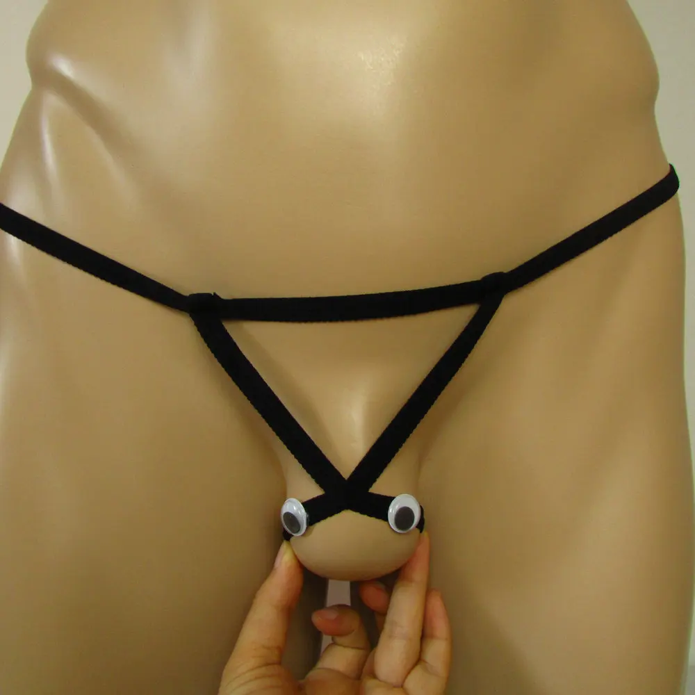 Трусики в полоску Для мужчин сексуальные стринги насадка на пенис для