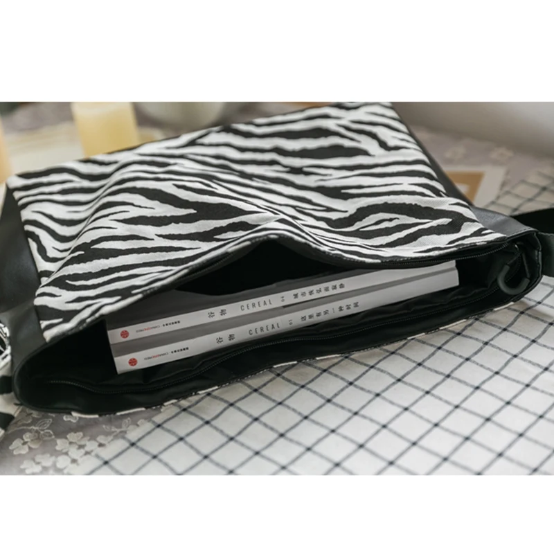 

2021 Women's Pack Zebra Print Corduroy Shoulder Bags Fashion Female Handbag Ladies Large Capacity Casual Shopping Tote Purse