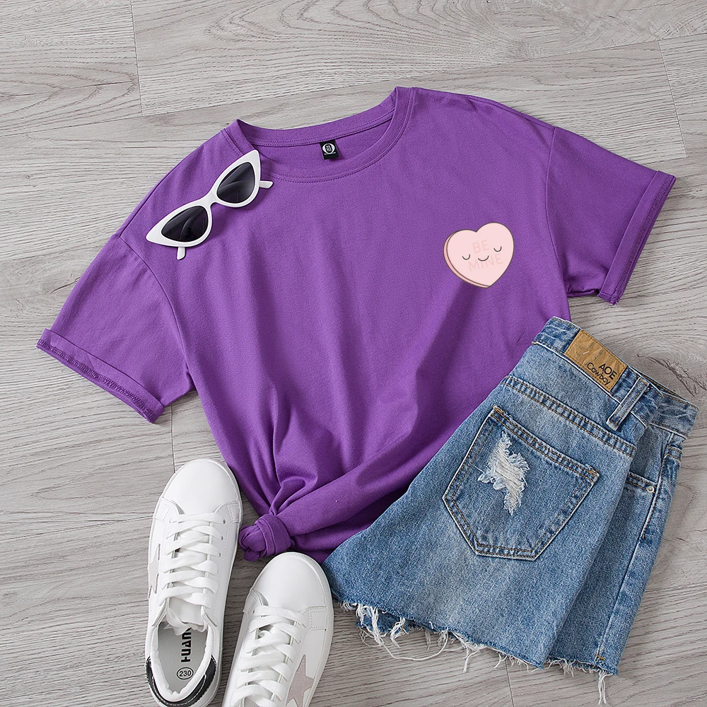 

Loves Graphic T Shirt Women Ulzzang Oversized Female Shirt Top Woman Cotton Tee Ladies Kawaii Sweet Short Sleeve Kpop Tshirt