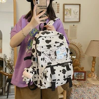 enopella fashion women canvas backpack bookbag lady travel mochila cute cow printing female rucksack for college girl school bag