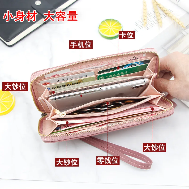

Leather Wallet Women Solid Color Long Clutch Ladies Purse Card Holder Tassel Women Wallets Zipper Coin Phone Money Pocket Bag