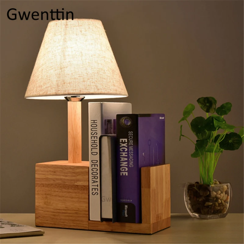 Деревянная книжная полка настольная лампа для чтения кабинета спальни